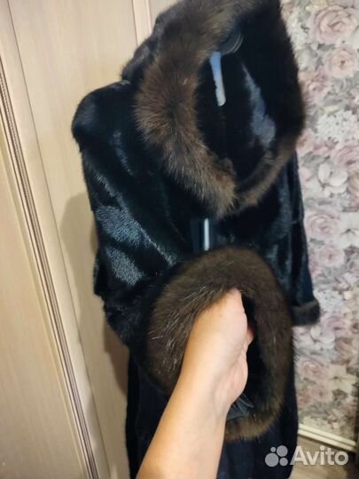 Шуба норковая с капюшоном