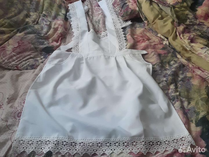 Белый школьный фартук рост 165см