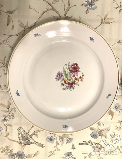 Блюдо большое круглое овальное Дулево СССР