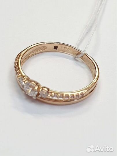Золотое кольцо с фианитом 17,5р