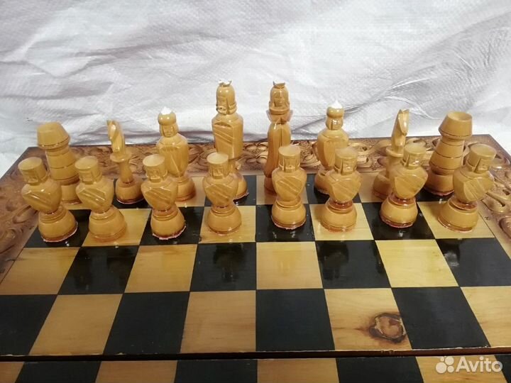 Большие резные шахматы + нарды