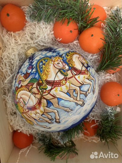 Елочный шар стекло живопись, ручная работа
