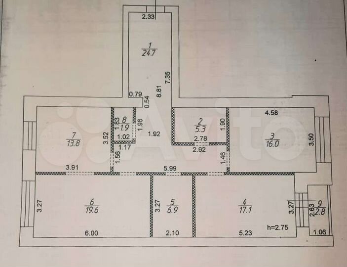 3-к. квартира, 108,1 м², 2/6 эт.