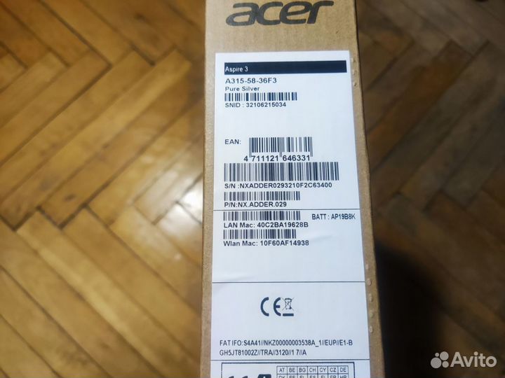 Ноутбук Acer Aspire 3 A315-58-36F3 i3/8Gb/256Gb