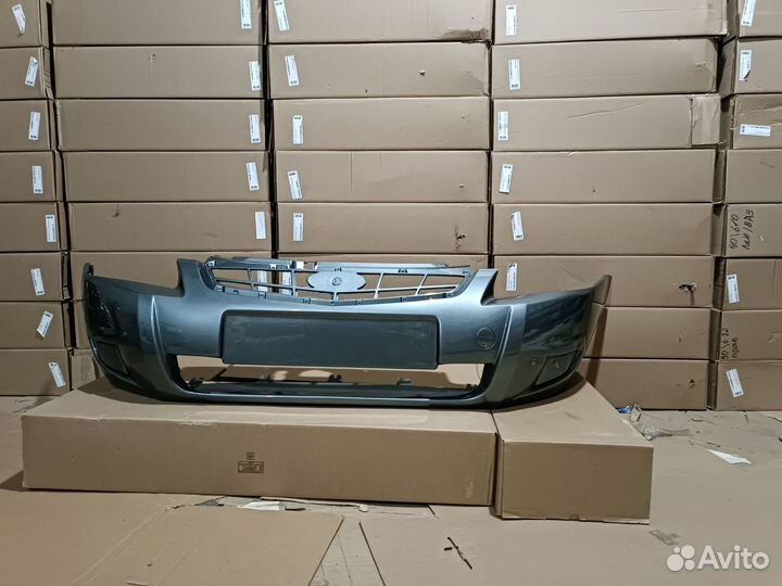 Бампер передний Лада приора средний серо-зеленый