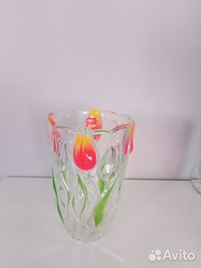 Ваза для цветов цветное стекло 20см