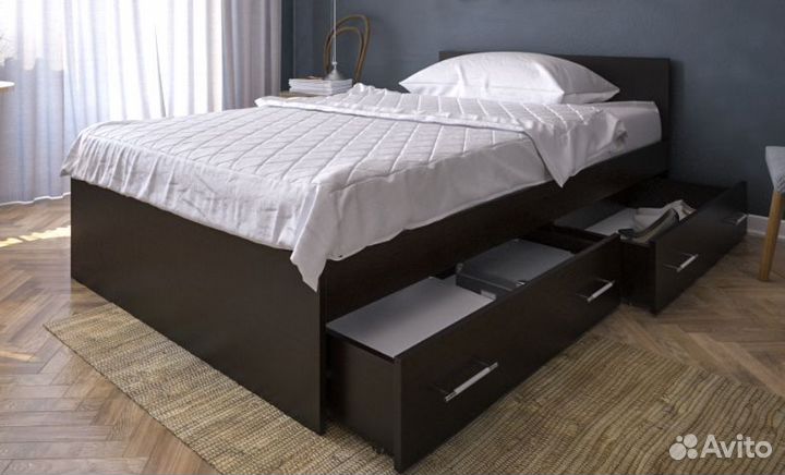 Кровать с ящиками Стандарт 1200 Венге