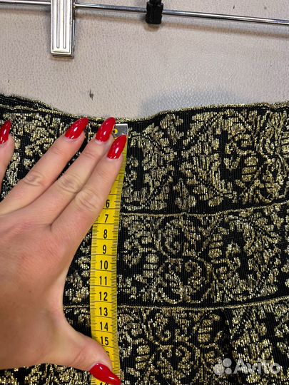 Юбка порча черная с золотом на высокой талии