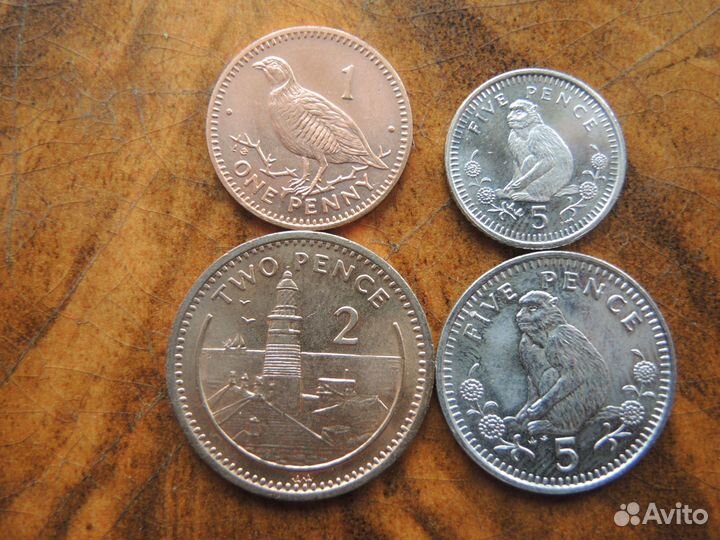 4 монеты Гибралтар Британская Империя