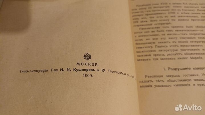 Книга антиквариат История фр-й лит-ры 1909 г