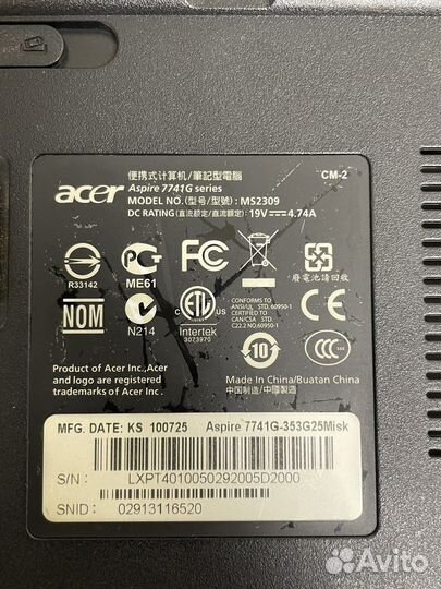 Acer 7741g в разбор