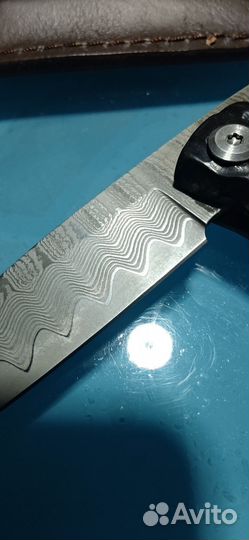 Складной нож дамасская сталь эбеновое дерево