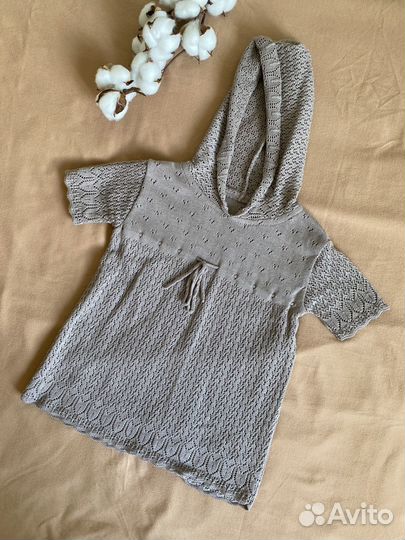 Вязаное платье и вязаный песочник 74 размер