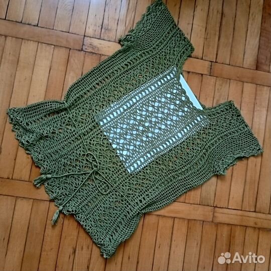 Летняя кофта, связана из ириса, болотного цвета