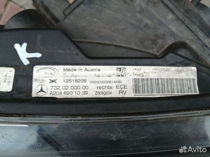 Фара Левая Правая Мерседес GLK X204 Рест Галоген