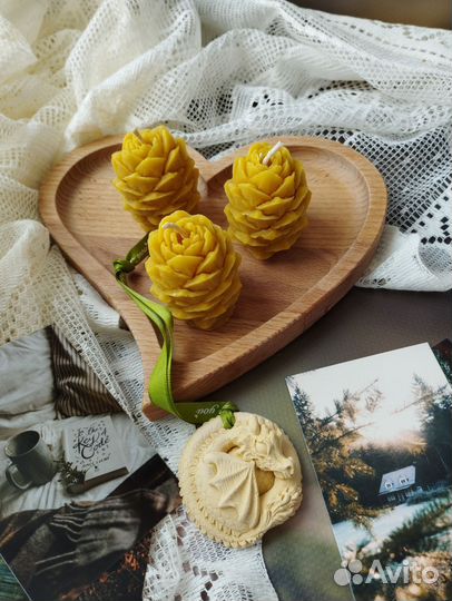 Набор свечей из натурального воска. Ручная работа