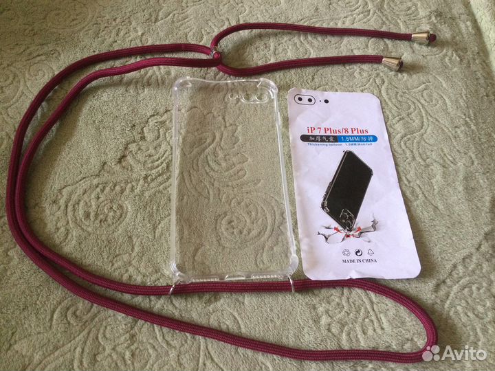 Чехол на iPhone 7 8 plus c ремешком шею/ плечо