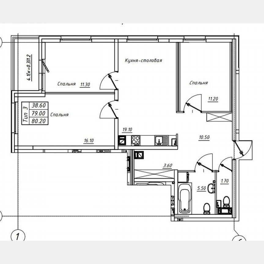 3-к. квартира, 80 м², 6/14 эт.