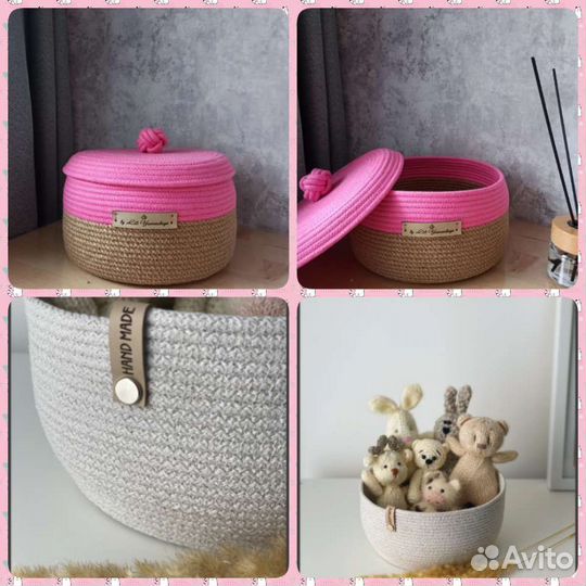 Салфетки,корзинки из шнура хлопок,ручная работа