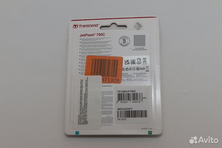 Флеш-диск transcend JetFlash 790C (128 Гб), новый