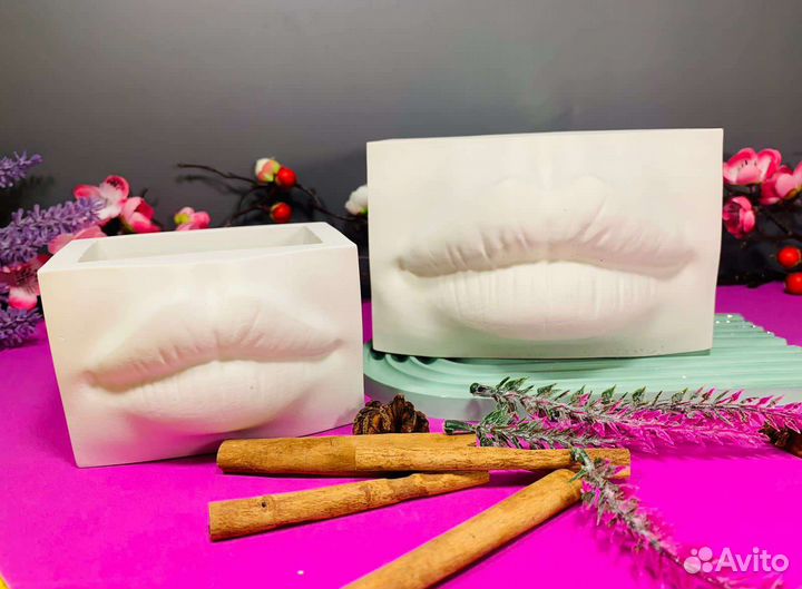 Силиконовая форма молд Губы Джоли ваза гипс бетон