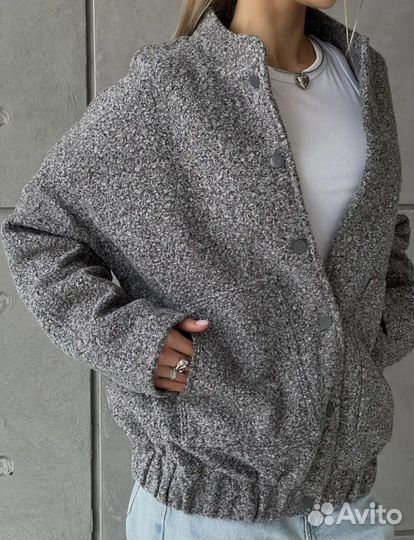 Бомбер серый шерсть