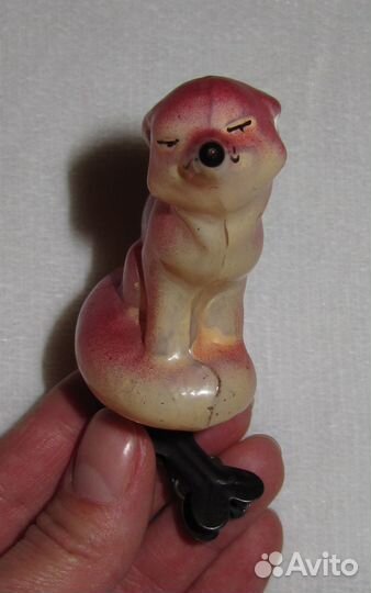 Лиса Серая шейка елочная игрушка на прищепке СССР