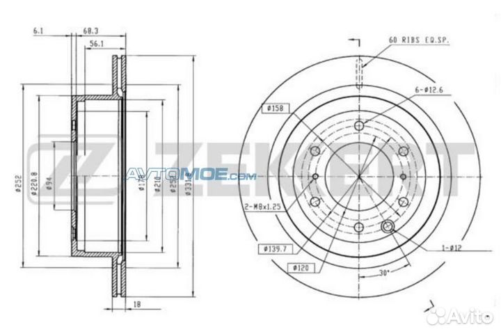 Диск торм. зад. Mitsubishi Pajero IV 06- BS5434 ze