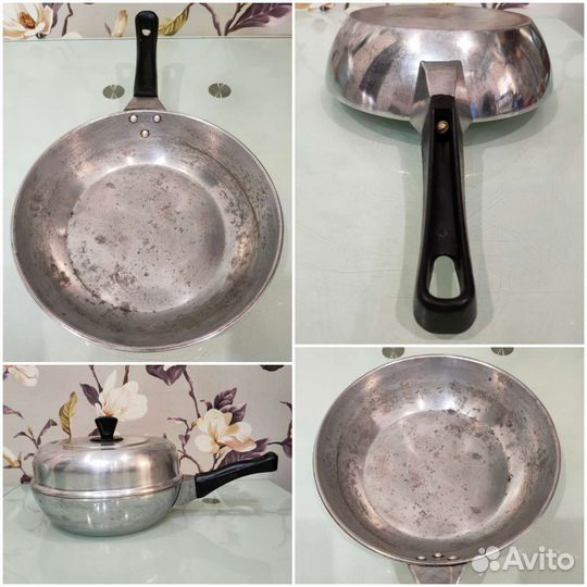 Рифлёная сковорода и чугунная сковорода СССР