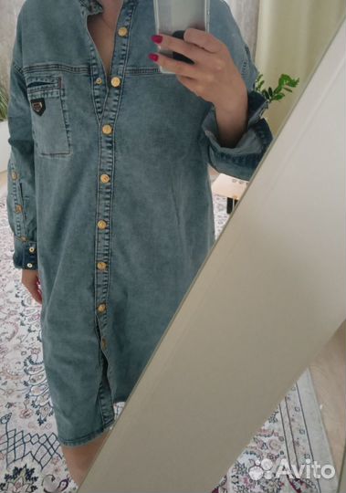 Джинсовое платье рубашка