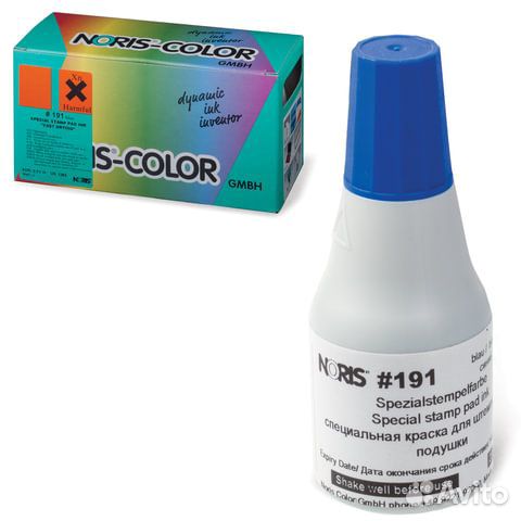Краска штемпельная noris, синяя, 25 мл, унив. глян