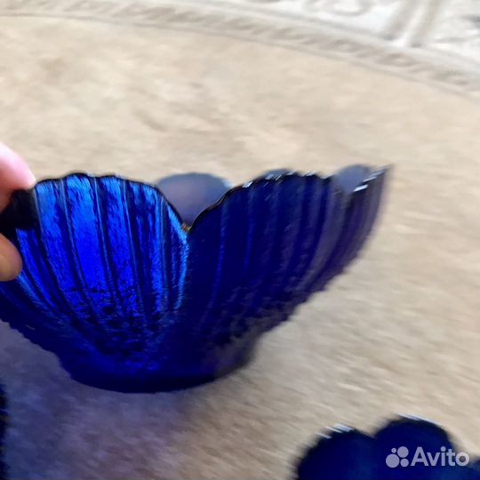 Вазы салатники 3шт. Кобальтовое стекло. СССР