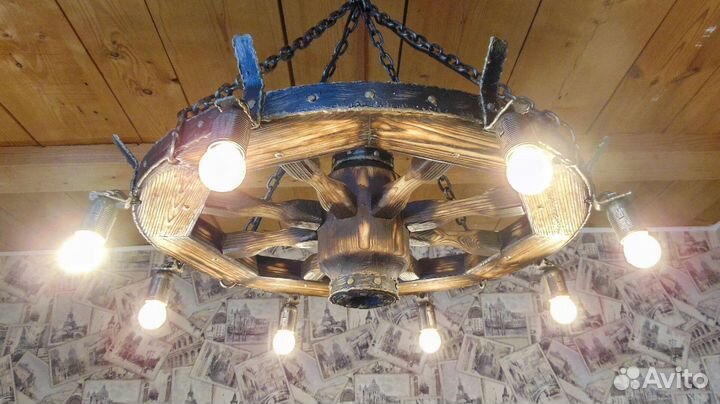 Люстра колесо телеги 70 см