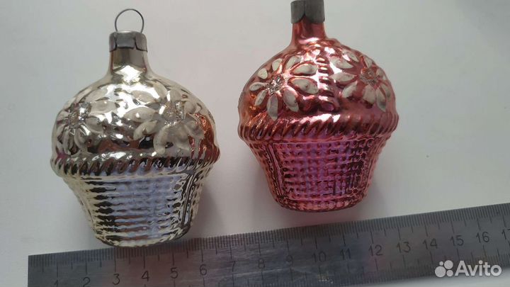 Елочные игрушки СССР льдинки, шары, корзина