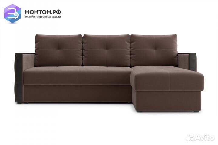 Диван угловой дельфин Инсайд коричневый