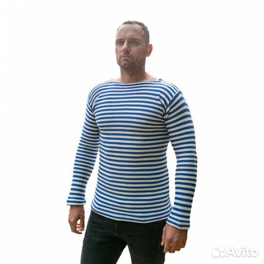 12296 Тельняшка двойной вязки, хлопок, голубая (Ти