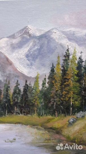 Картина маслом пейзаж. Горы. Холст 24х30 см