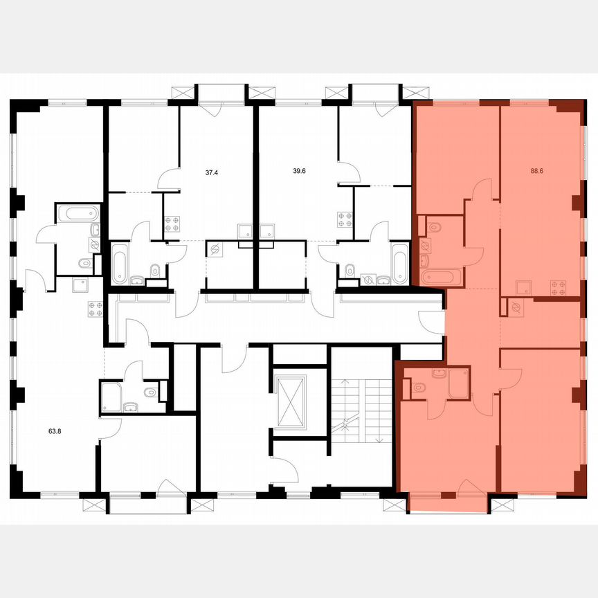 3-к. квартира, 88,6 м², 9/9 эт.