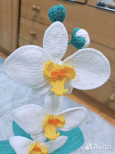Вязаный Цветок Орхидея. Ручная работа