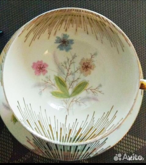 Чайное трио, фарфор, винтаж, Германия