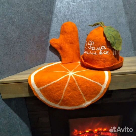 Комплект для бани из натуральной шерсти