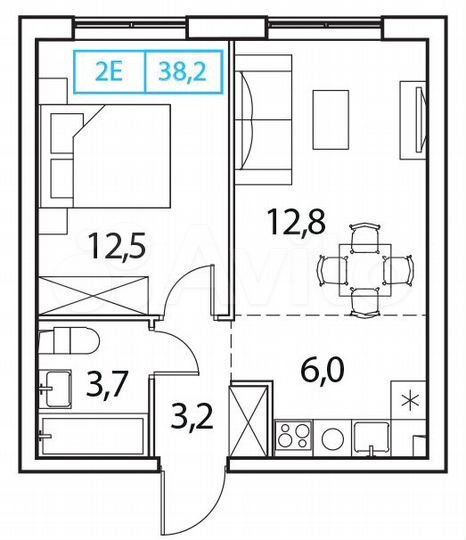 2-к. квартира, 38,2 м², 15/17 эт.
