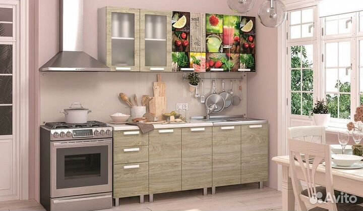 Кухня 2,0м Санрайс (Дуб софт тач /белый глянец)