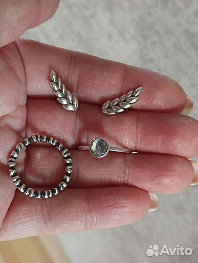 Пандора кольцо серьги