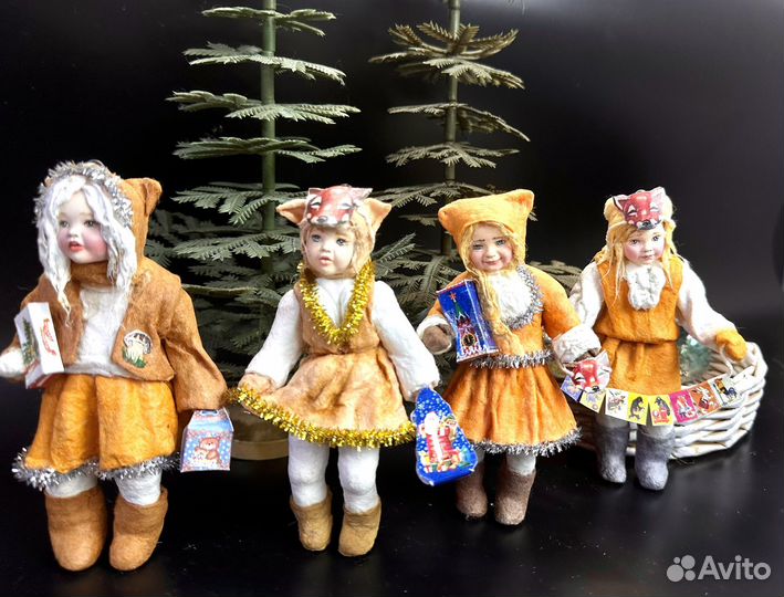 Ватные елочные игрушки СССР