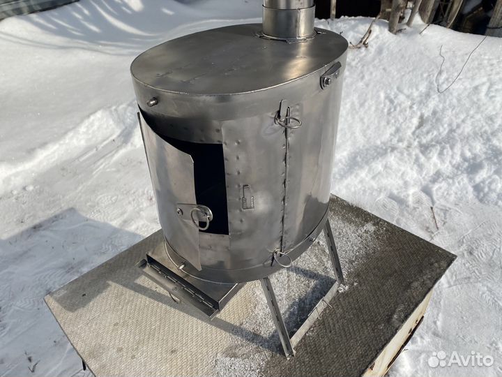 Печь титановая складная для палатки бочонок