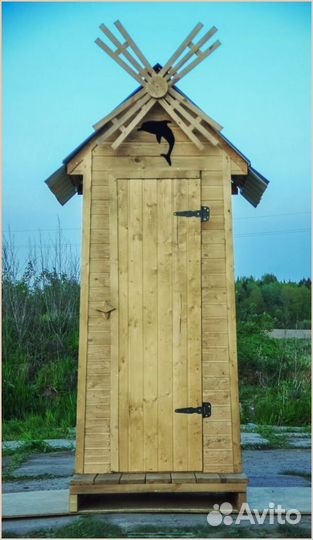 Дачный туалет деревянный прямоугольник KHW