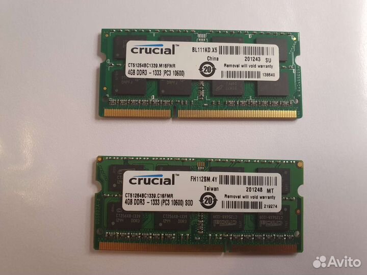 Ddr3 4gb Samsung, Crucial для ноутбука