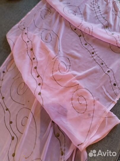 Индийский палантин, шифон, с бубенчиками