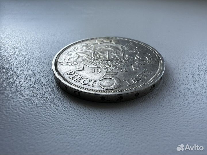 Монета 5 латт 1931 года